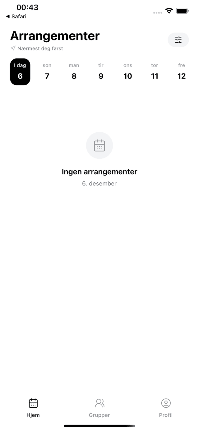 Arrangementer i appen